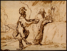 Репродукция картины "satan tempting christ to change stones into bread" художника "рембрандт"