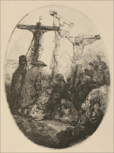 Репродукция картины "the crucifixion an oval plate" художника "рембрандт"