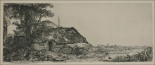 Репродукция картины "a large landscape with a mill sail" художника "рембрандт"