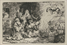 Копия картины "angel departing from the family of tobias" художника "рембрандт"