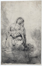 Репродукция картины "virgin and child in the clouds" художника "рембрандт"