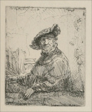 Репродукция картины "a man in an arboug" художника "рембрандт"