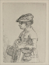 Репродукция картины "a young woman with a basket" художника "рембрандт"
