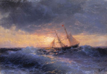 Копия картины "море. закат" художника "айвазовский иван"