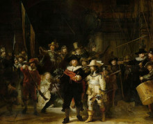 Репродукция картины "ночной дозор" художника "рембрандт"