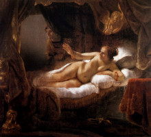Репродукция картины "даная" художника "рембрандт"