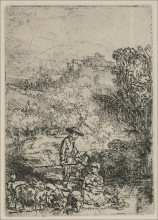 Копия картины "the shepards in the woods" художника "рембрандт"