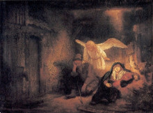 Репродукция картины "joseph&#39;s dream in the stable in bethlehem" художника "рембрандт"