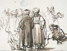 Копия картины "men in oriental dress and two studies of a beggar in the half figure" художника "рембрандт"