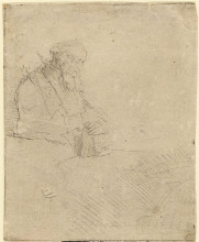 Репродукция картины "old man in meditation, leaning on a book" художника "рембрандт"