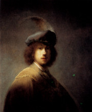 Картина "self-portrait in a plumed hat" художника "рембрандт"