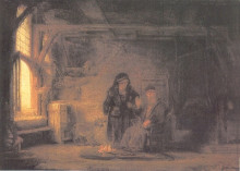 Копия картины "tobit and anna with the kid" художника "рембрандт"