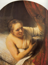 Репродукция картины "woman in bed" художника "рембрандт"
