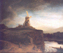 Репродукция картины "the mill" художника "рембрандт"