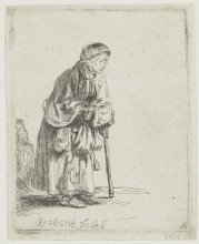 Копия картины "beggar woman leaning on a stick" художника "рембрандт"