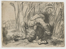 Копия картины "the monk in the cornfield" художника "рембрандт"