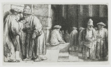 Картина "pharisees in the temple (jews in the synagogue)" художника "рембрандт"