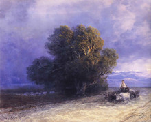 Репродукция картины "телега с волами пересекает затопленную равнину" художника "айвазовский иван"