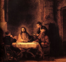 Репродукция картины "the supper at emmaus" художника "рембрандт"