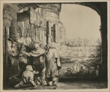 Репродукция картины "st. peter and st. john at the entrance to the temple" художника "рембрандт"