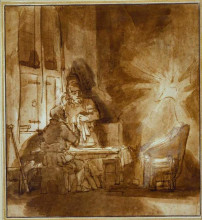 Копия картины "supper at emmaus" художника "рембрандт"
