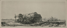 Репродукция картины "landscape with a canal and swan" художника "рембрандт"