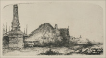 Репродукция картины "landscape with an obelisk" художника "рембрандт"