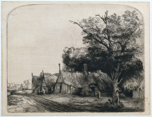 Копия картины "landscape with three huts" художника "рембрандт"