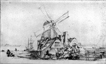 Репродукция картины "the bastion in amsterdam" художника "рембрандт"