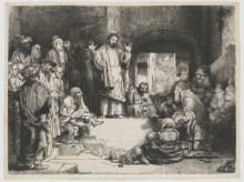 Репродукция картины "christ preaching" художника "рембрандт"