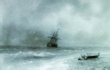 Репродукция картины "бурное море" художника "айвазовский иван"