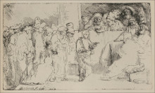 Репродукция картины "jesus disputing the doctors a larger print" художника "рембрандт"