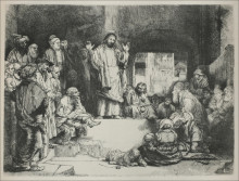 Репродукция картины "jesus preaching called the la tombe" художника "рембрандт"