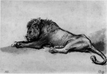 Репродукция картины "lion resting" художника "рембрандт"