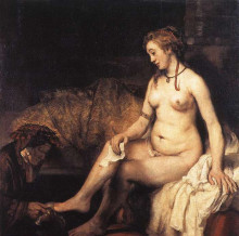 Репродукция картины "bathsheba bathing" художника "рембрандт"