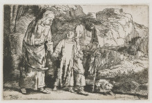 Репродукция картины "christ returning from the temple with his parents" художника "рембрандт"