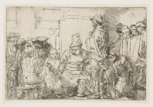 Копия картины "christ seated disputing with the doctors" художника "рембрандт"