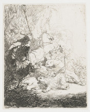 Репродукция картины "the small lion hunt with two lions" художника "рембрандт"