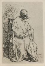 Репродукция картины "a beggar sitting in an elbow chair" художника "рембрандт"