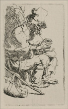 Репродукция картины "a beggar warming his hands over a chafing dish" художника "рембрандт"