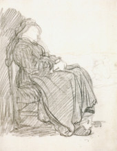 Репродукция картины "a study of a woman asleep" художника "рембрандт"
