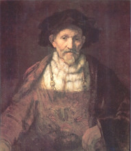 Репродукция картины "portrait of an old man in red" художника "рембрандт"