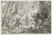 Копия картины "the circumcision in the stable" художника "рембрандт"