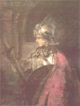 Репродукция картины "a man in armour" художника "рембрандт"