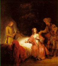 Репродукция картины "joseph accused by potiphar&#39;s wife" художника "рембрандт"