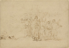 Копия картины "lot and his family leaving sodom" художника "рембрандт"