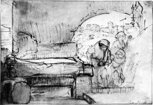 Репродукция картины "the three marys at the tomb" художника "рембрандт"