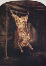 Копия картины "the carcass of an ox (slaughtered ox)" художника "рембрандт"