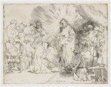 Репродукция картины "christ appearing to the apostles" художника "рембрандт"