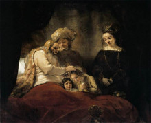 Копия картины "jacob blessing the children of joseph" художника "рембрандт"